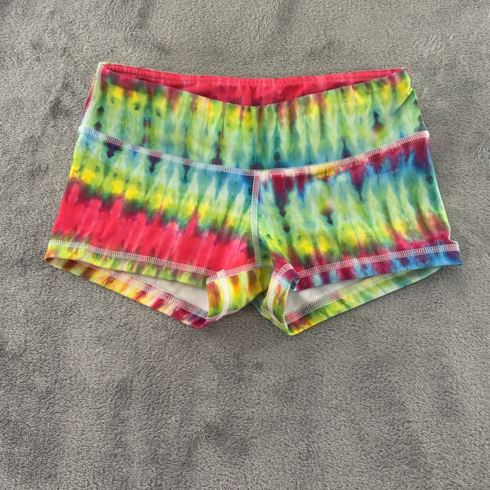Fleo Rainbow Tie‎ Dye Booty Shorts Women's XS Athletic Fitness Training Stretch